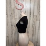 Pink Rose  Black Ribbed Wrap Crop Top – Size S Photo 4