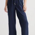 Quince 100% European Linen Wide Leg Pants Size large navy blue Photo 0