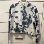 Champion  Blue & White Tie Dye Cropped Crewneck Photo 1