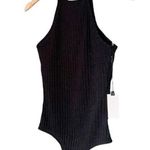 ASTR NWT Bodysuit High Halter Neck Black Soft Ribbed Knit One Piece Size Medium Photo 2