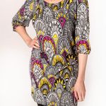 BCBGMAXAZRIA NEW Drop Waist Dress Mustard Orange Printed Swirl 60s 70s Mod Retro Photo 2