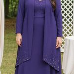 After Dark 3 Pc. Long Gown Set Purple with Beading Size 12 NWT Photo 0