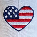 New American Flag Heart Embroidered Baseball Cap Patriotic Cute 4th of July White Photo 6