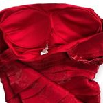 Sangria Vintage Red Shimmer Layered Ruffle Knee Length Dress Photo 5