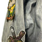 Y2K Nada Nuff Contempo Patch Zip Up Long Sleeve Jean Shirt Jacket Medium Blue Photo 13