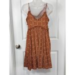 Patrons of Peace  Women's M Brown Geometric Print Mini Dress Spaghetti Straps Photo 5