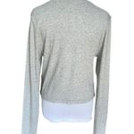 Madewell  Fine Rib Crewneck Long Sleeve Tee T-shirt Heathered Gray Size XXL NG581 Photo 3