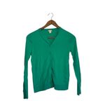 J.Crew  Classic The Caryn Green Long Sleeve 100% Cotton Cardigan Sweater Photo 3