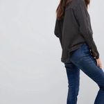 Free People Changing Horizons Deep V-neck Gauze Pullover Top Raw Hem Dark Gray Women’s Size Large Photo 1