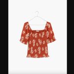 Madewell Georgette Lucie Puff-Sleeve Smocked Bodice Top in Moody Blooms S Photo 3