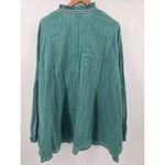 LOGO By Lori Goldstein  Teal Striped Ruffle Collar Button Front Blouse Top 2X Photo 2