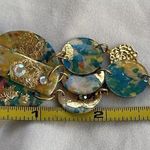 Vintage Blue Polymer Clay Women’s Gold Tone Western Stones Chandelier Earrings Green Photo 3