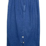 Vintage 80s 90s Forenza Sportswear Denim Maxi Skirt Size 10 Button Slit Pleated Blue Photo 0
