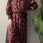 MISA Los Angeles Floral Wrap Dress Robe Long Sleeve Tie Waist Made in USA XS EUC Photo 0