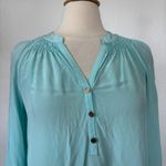 Lilly Pulitzer Solid Silk Long Sleeve Blouse with Mandarin Collar Photo 1