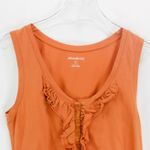 Eddie Bauer Womens Tank Top Orange Scoop Neck Button Ruffles Front 100% Cotton Photo 7
