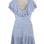 Altar'd State Floral Double V-Neck Flutter Sleeve Mini Dress Blue Size Medium Photo 1