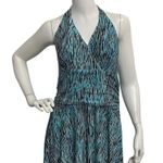 Evan Picone Vintage Y2K Women’s Sz 16 Jersey Knit Halter Dress Black Blue Photo 2