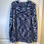 LuLaRoe  Mariah Blanks Blue White Black Chunky Swearter Chenille & Faux Cashmere Photo 1