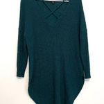 EXPRESS  Strappy Circle Hem Tunic Sweater Solid Teal Green Blue 3/4 Sleeve Winter Photo 1