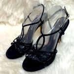 Nina Black Satin Embellished Luster Heels Size 10m | Color: Black B-24 Photo 0