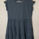 Adyson Parker  Linen Blend‎ Tiered Ruffle Pockets Mini Dress Green Size Small Photo 0