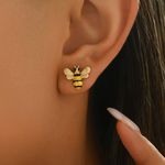 Boutique Elegant Gold and Black Bee Earrings Photo 1