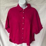 Ming Wang Pink Boxy Button Down Blouse Photo 3