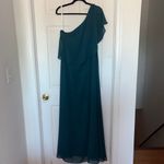 Azazie  Lizzy Pine A-Line One Shoulder Chiffon Maxi Dress Photo 4