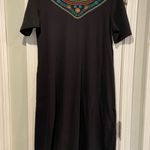 NWT La Cera Size S Black Short Sleeve Mini Dress Subdress Embroidered Floral Photo 0