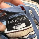 MINKPINK Paige blue tan striped halter ribbed knit a-line midi dress XL Photo 6