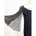 Maggy London Vintage Y2K Black Silk Chiffon Midi Dress Size 4 Whimsigoth Bell Sleeves Euro Photo 6