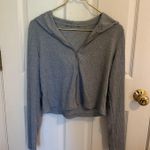 Grey cropped zip up hoodie Gray Photo 2