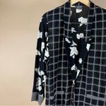 Vintage Carole Little 6 Petite 80's Floral Geometric Plaid Multi Print Blazer Black Size 6P Photo 2