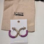 J.Crew Purple and Gold Tone Hoop Fashion Statement Earrings NWT Photo 1