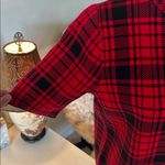 Ann Taylor mock neck red black plaid cotton blend sweater classic holiday top L Photo 2
