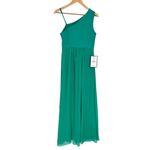 Adrianna Papell Botanical Green One Shoulder Chiffon Skirt Dress size 6 Slit NWT Photo 9