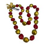 Handmade San Francisco 49ers Red Gold Kukui Nut Lei 18” Hawaiian Style NEW Photo 0