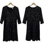 Anthropologie Hutch  Fit & Flare Mini Dress Black Gold Polka Dot Print Womens 14 Photo 1