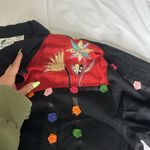 Earth Sea & Sky Jacket Roses Flowers Floral Black Patchwork Buttons Womens XL Photo 5