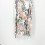 Lungo L'arno Women 100% Linen Beachy Leaf Floral Tropical Print Dress Size S Blue Photo 2