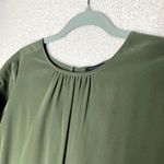 Ann Taylor  Short Flutter Sleeves Pleated Silk Blouse Green Small Workwear Office Photo 1