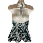 Patrons of Peace Fern Print Smocked Halter Peplum Top Green White Women’s Large Photo 6