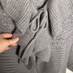 Allison Brittney  mixed texture longline ruffle neckline front tie cardigan sz M Photo 6