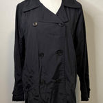 Eddie Bauer  Trench Coat‎ Lightweight Rain Jacket Double Breasted Black Small Photo 0