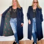 Evan Picone Vintage 100% wool double breasted navy blue overcoat size large L Photo 1