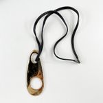 Gucci  By Tom Ford Runway Large Gold Pendant Leather Strap Necklace Vintage Photo 5