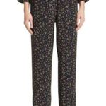 Ganni Black Floral Print Crepe Trousers in Ditzy Floral Size 34 or XS Photo 0