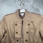 Dress Barn  XL Military Jacket Gold Button Blazer Tan Khaki Utility Safari Chic Photo 4