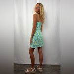 Lilly Pulitzer Vintage Y2K  Fans Cotton Summer Mini Dress in Blue‎ Green Size 2 Photo 5